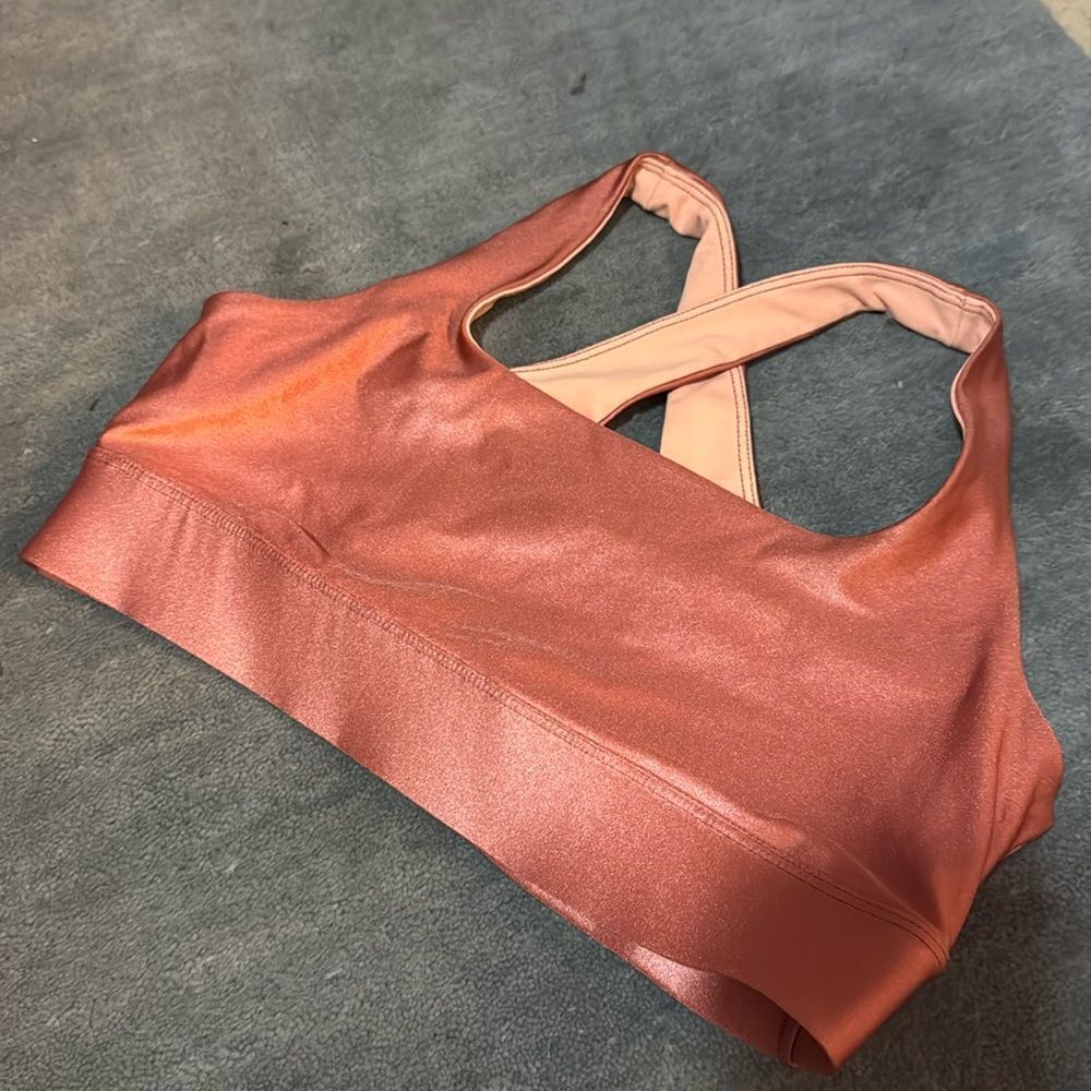 DYI Metalli Coral Sporrs Bra - Criss Cross Racerback Size Large NWOT